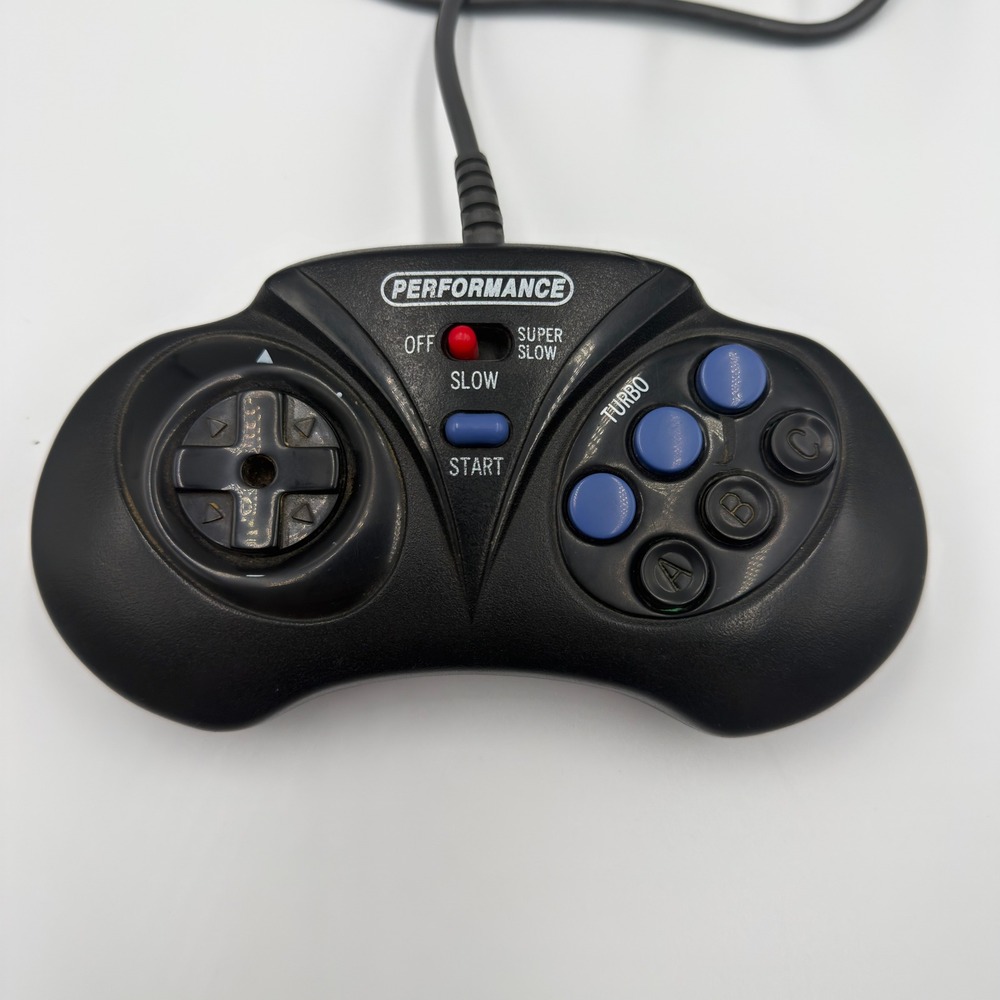 Performance Super Slow Turbo Controller Sega Genesis 6 Button Gamepad Black